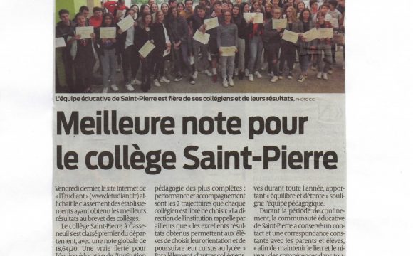 Classement 2020 des meilleurs collèges: St Pierre en tête du classement !